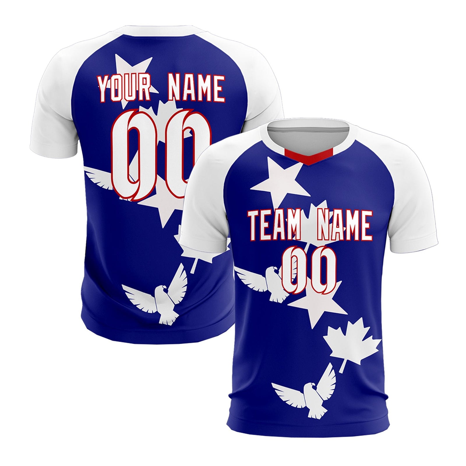 Custom White Royal World Cup Inspired Breathable&Quick-Drying Training Uniform Raglan Sleeve Soccer Sets Jersey