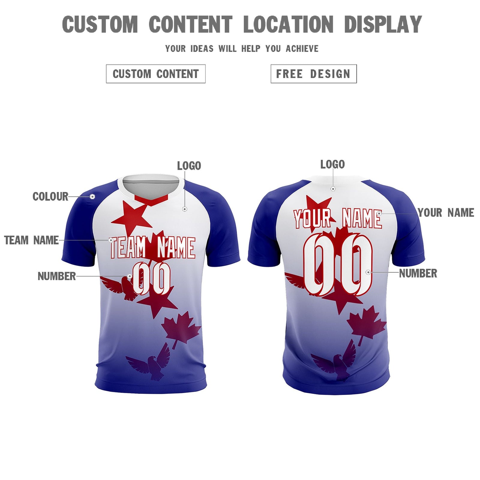 Custom Royal White World Cup Inspired Lightweight&Drapable Training Uniform Gradient Fashion Soccer Sets Jersey