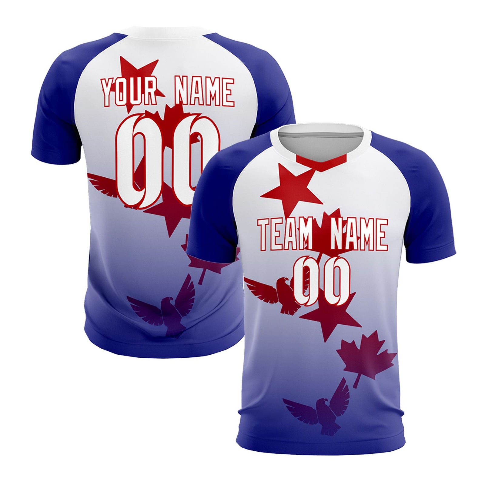 Custom Royal White World Cup Inspired Lightweight&Drapable Training Uniform Gradient Fashion Soccer Sets Jersey