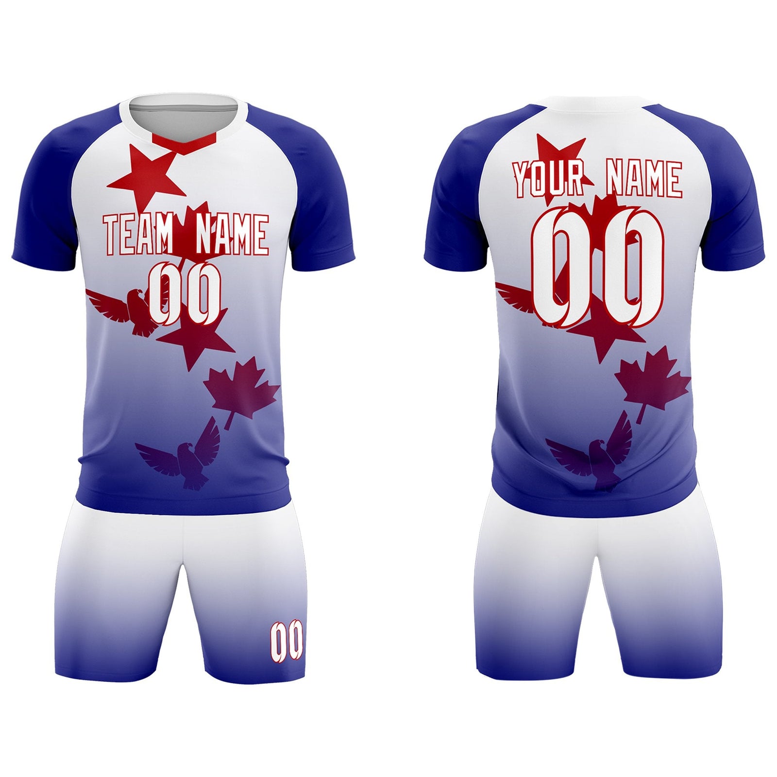 Custom Royal White World Cup Inspired Lightweight&Drapable Training Uniform Gradient Fashion Soccer Sets Jersey