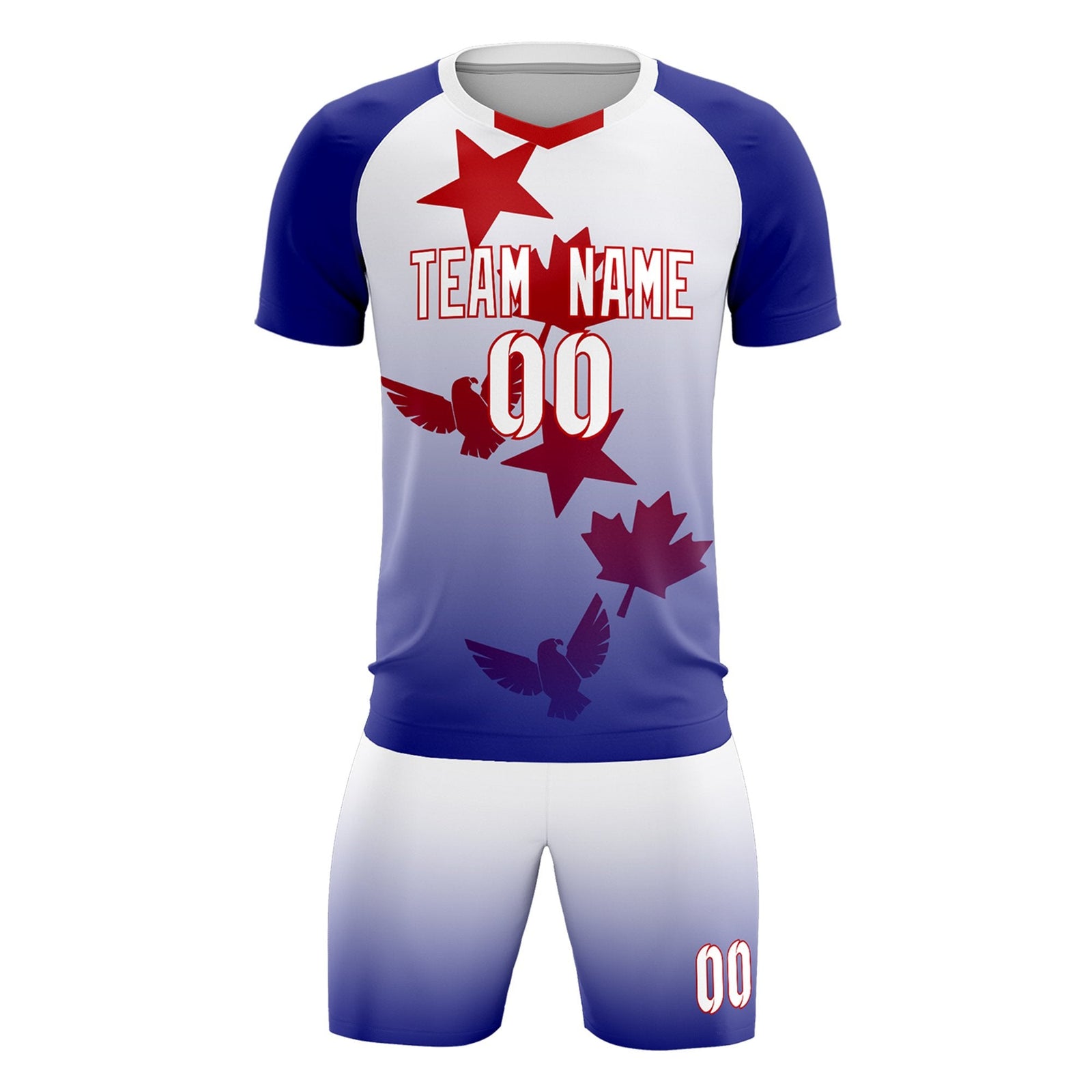 Custom Royal White World Cup Inspired Lightweight&Drapable Training Uniform Gradient Fashion Soccer Sets Jersey
