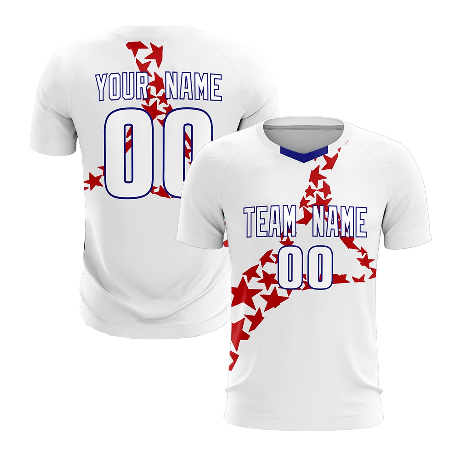 Custom White Red America Star World Cup Inspired Lightweight Graffiti Pattern Soccer Sets Jersey