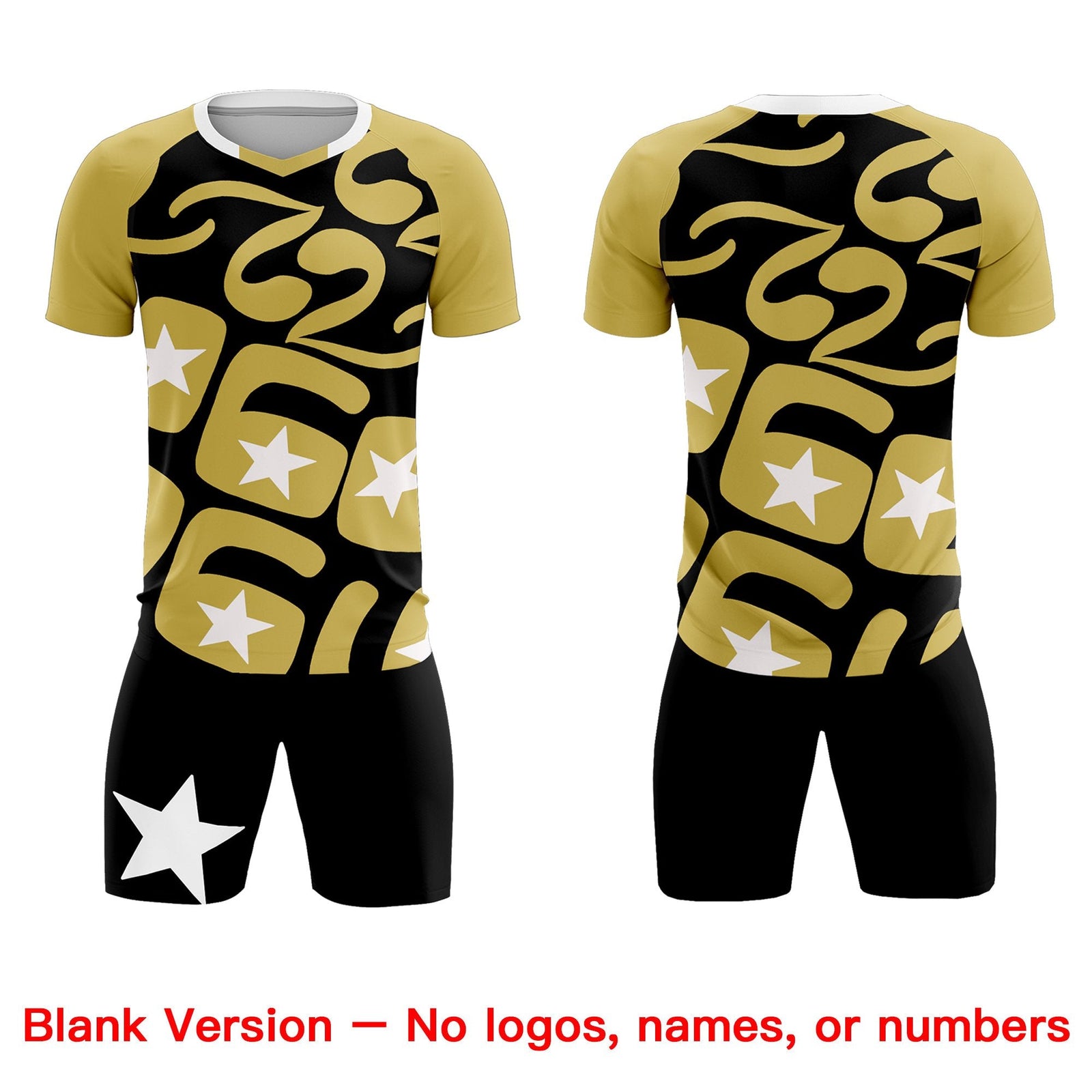 Custom Old Gold Black America Star World Cup Inspired Breathable Graffiti Pattern Soccer Sets Jersey