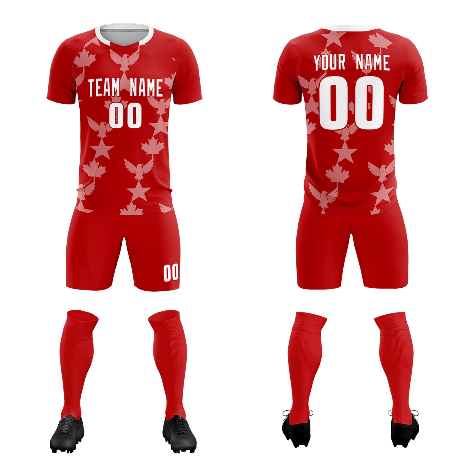 Custom Red World Cup Inspired Breathable&Quick-Drying Training Uniform Graffiti Pattern Soccer Sets Jersey