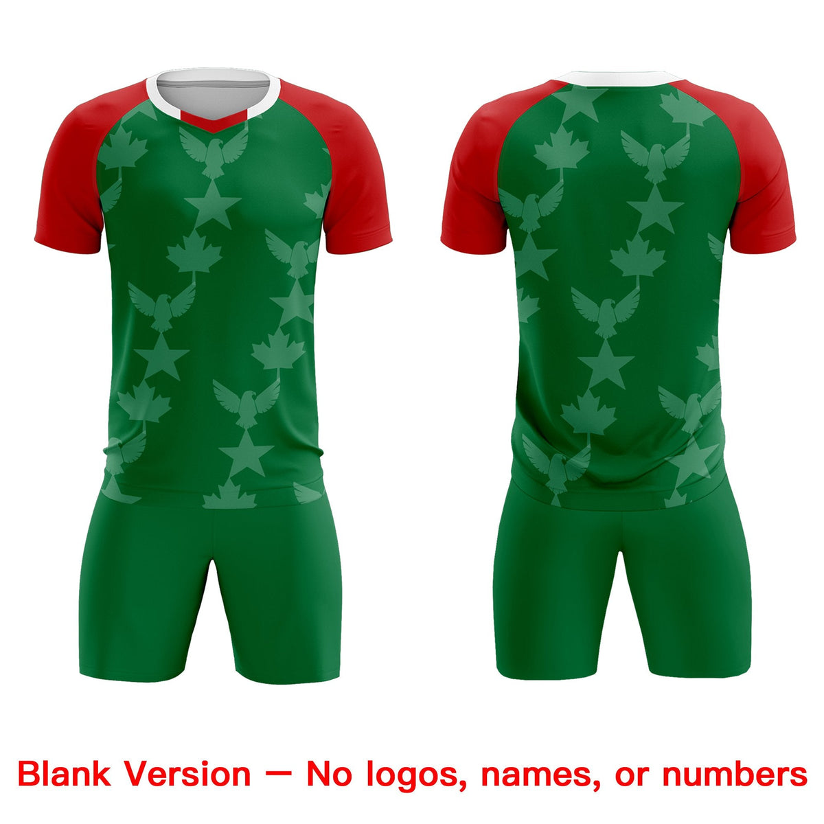 Custom Red Kelly Green World Cup Inspired Lightweight&amp;Drapable Training Uniform Raglan Sleeve Soccer Sets Jersey