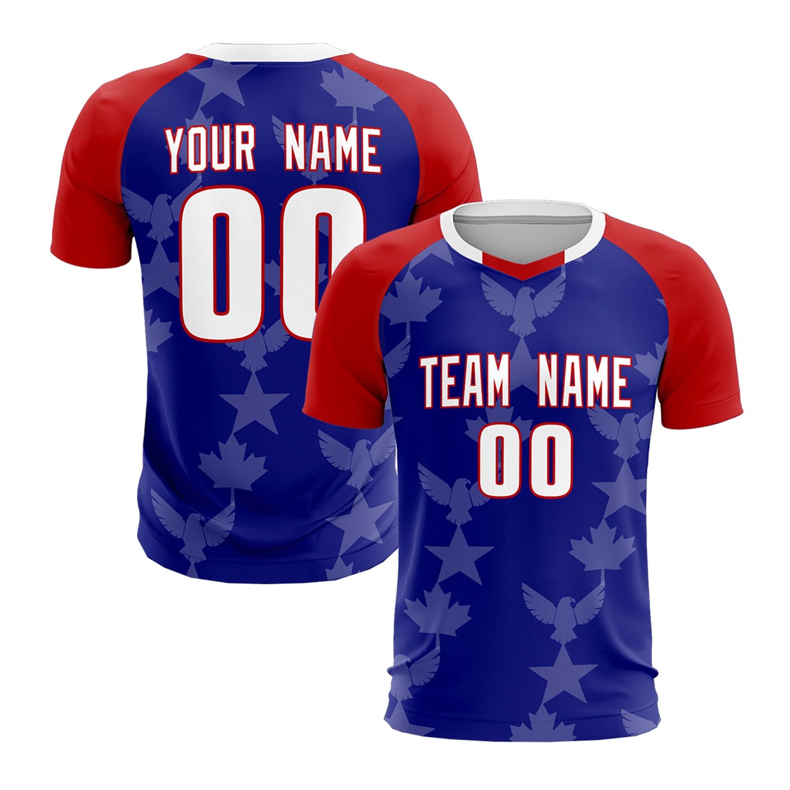 Custom Red Royal World Cup Inspired Wrinkle-Resistant Training Uniform Raglan Sleeve Soccer Sets Jersey