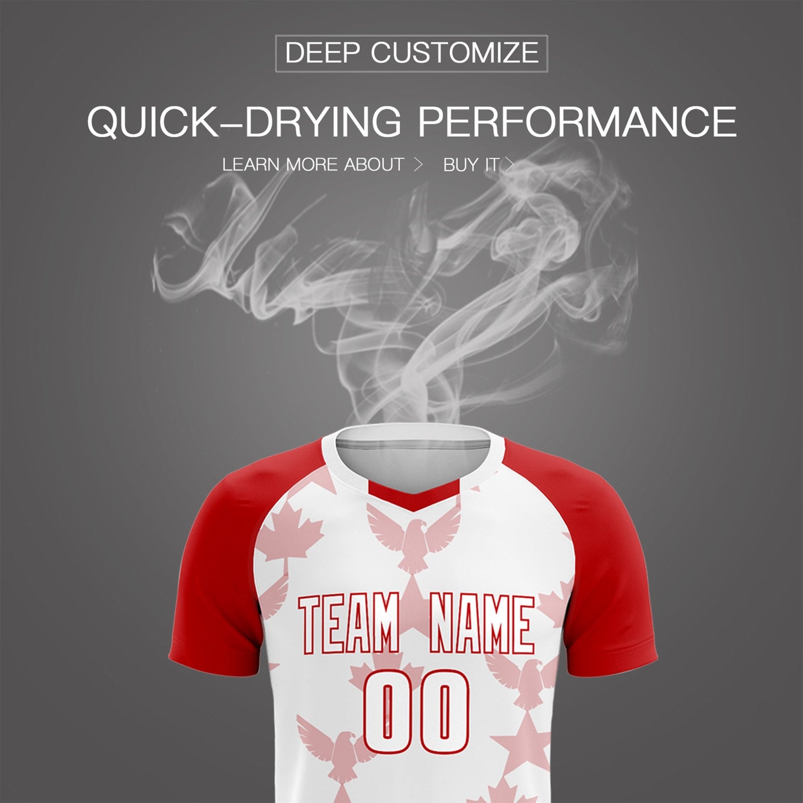 Custom Red White World Cup Inspired Breathable&Quick-Drying Training Uniform Raglan Sleeve Soccer Sets Jersey