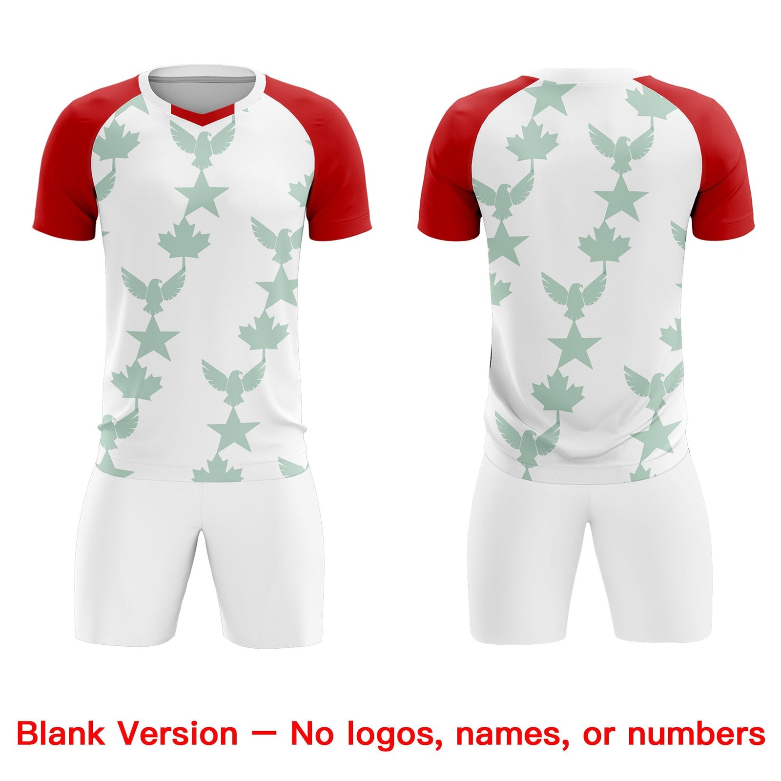 Custom Red White World Cup Inspired Lightweight&Drapable Training Uniform Raglan Sleeve Soccer Sets Jersey