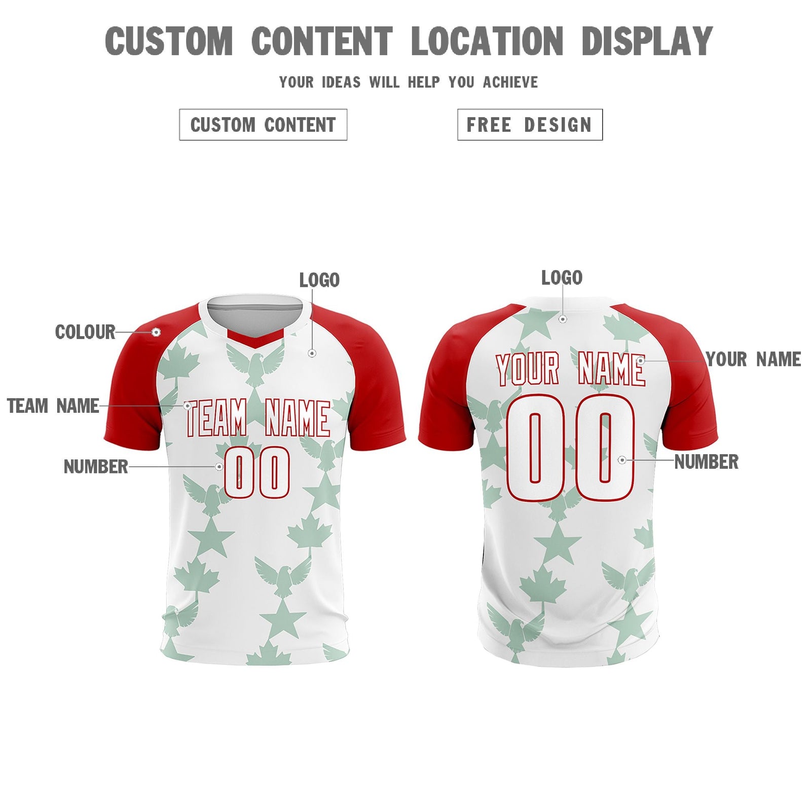 Custom Red White World Cup Inspired Lightweight&Drapable Training Uniform Raglan Sleeve Soccer Sets Jersey