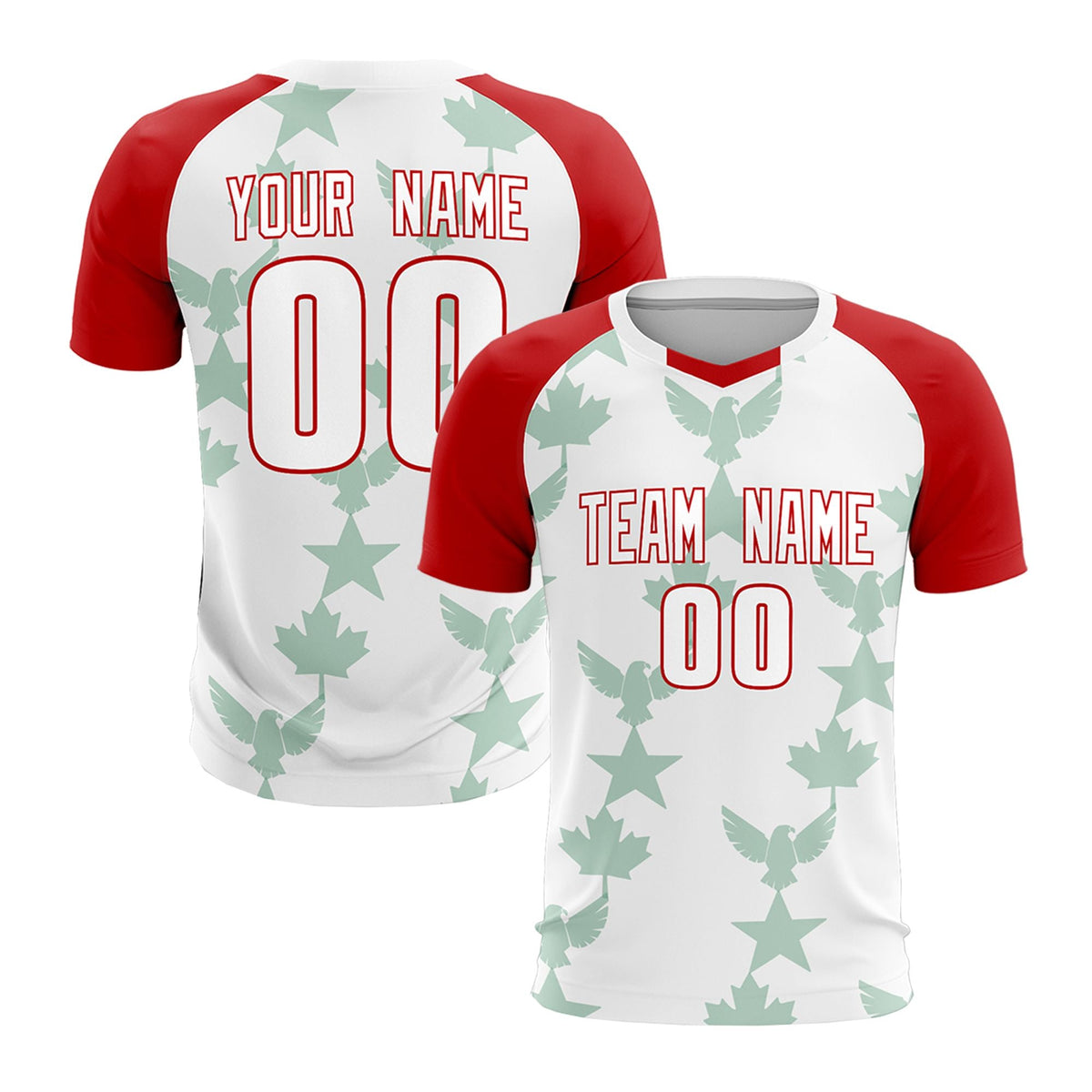 Custom Red White World Cup Inspired Lightweight&amp;Drapable Training Uniform Raglan Sleeve Soccer Sets Jersey