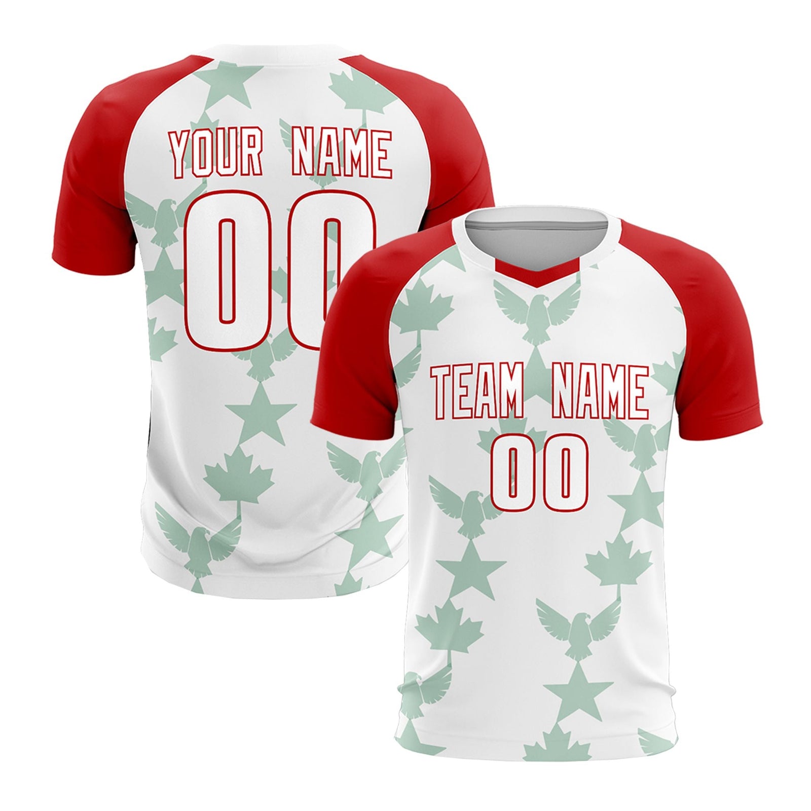 Custom Red White World Cup Inspired Lightweight&Drapable Training Uniform Raglan Sleeve Soccer Sets Jersey