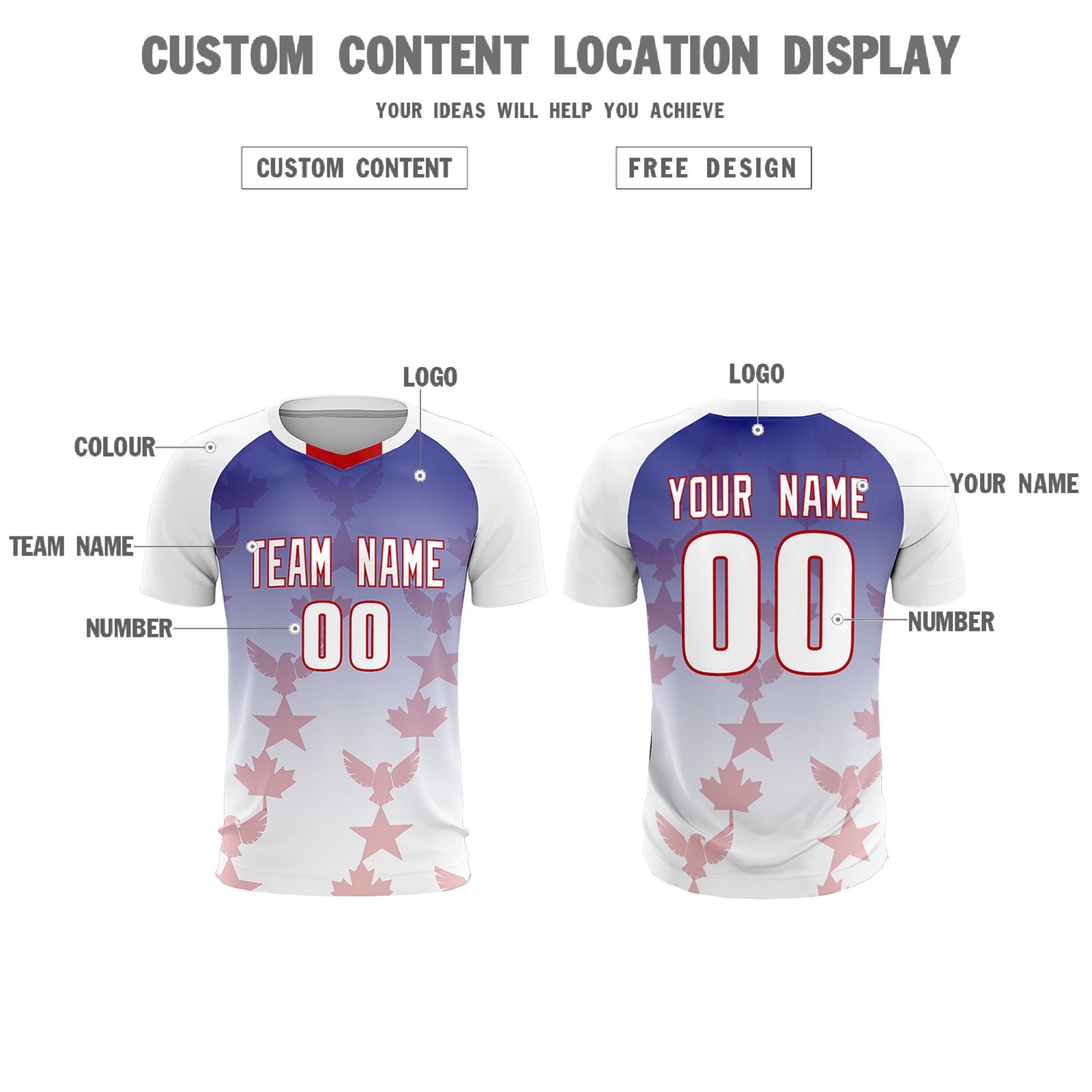 Custom White Royal World Cup Inspired Lightweight&Drapable Training Uniform Gradient Fashion Soccer Sets Jersey