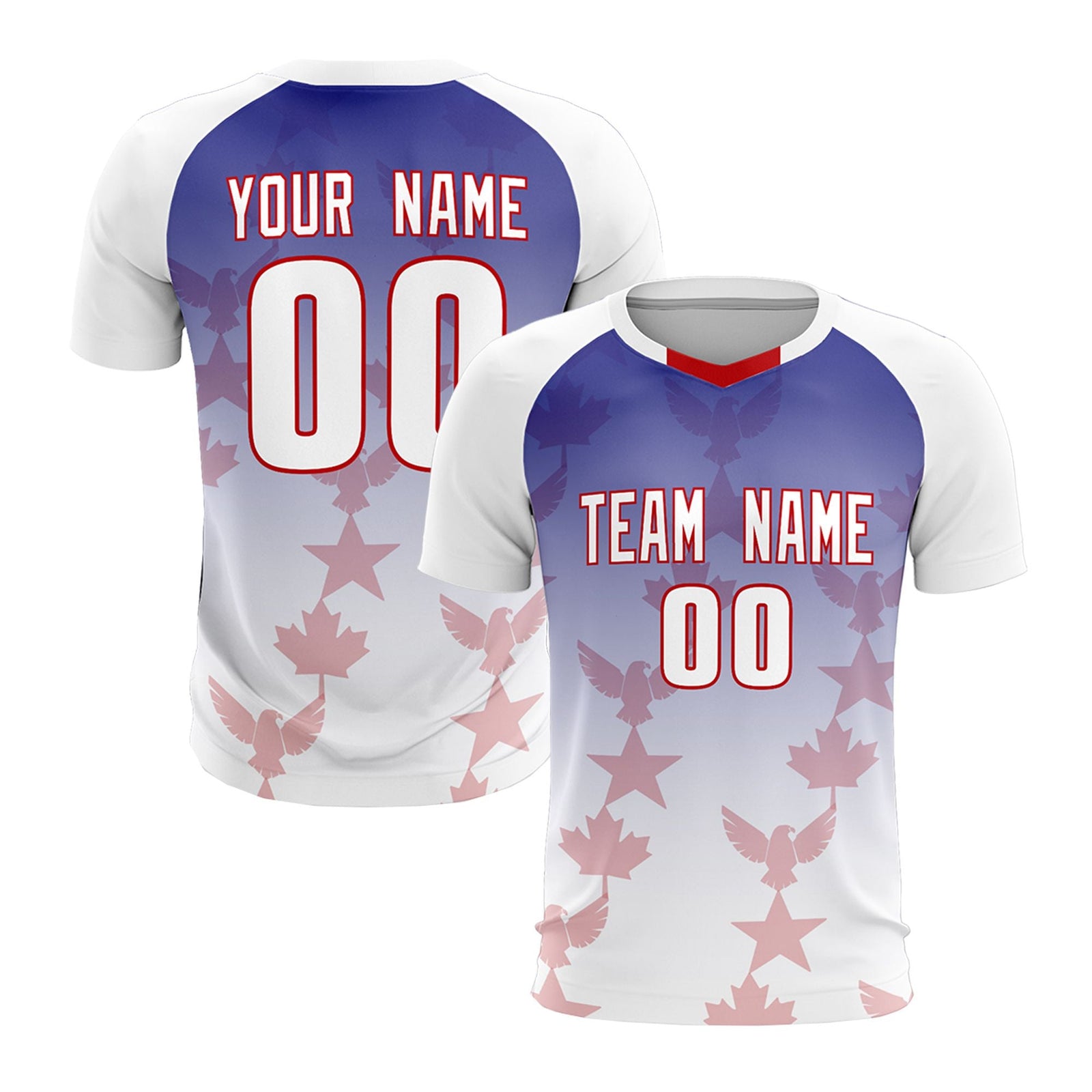 Custom White Royal World Cup Inspired Lightweight&Drapable Training Uniform Gradient Fashion Soccer Sets Jersey