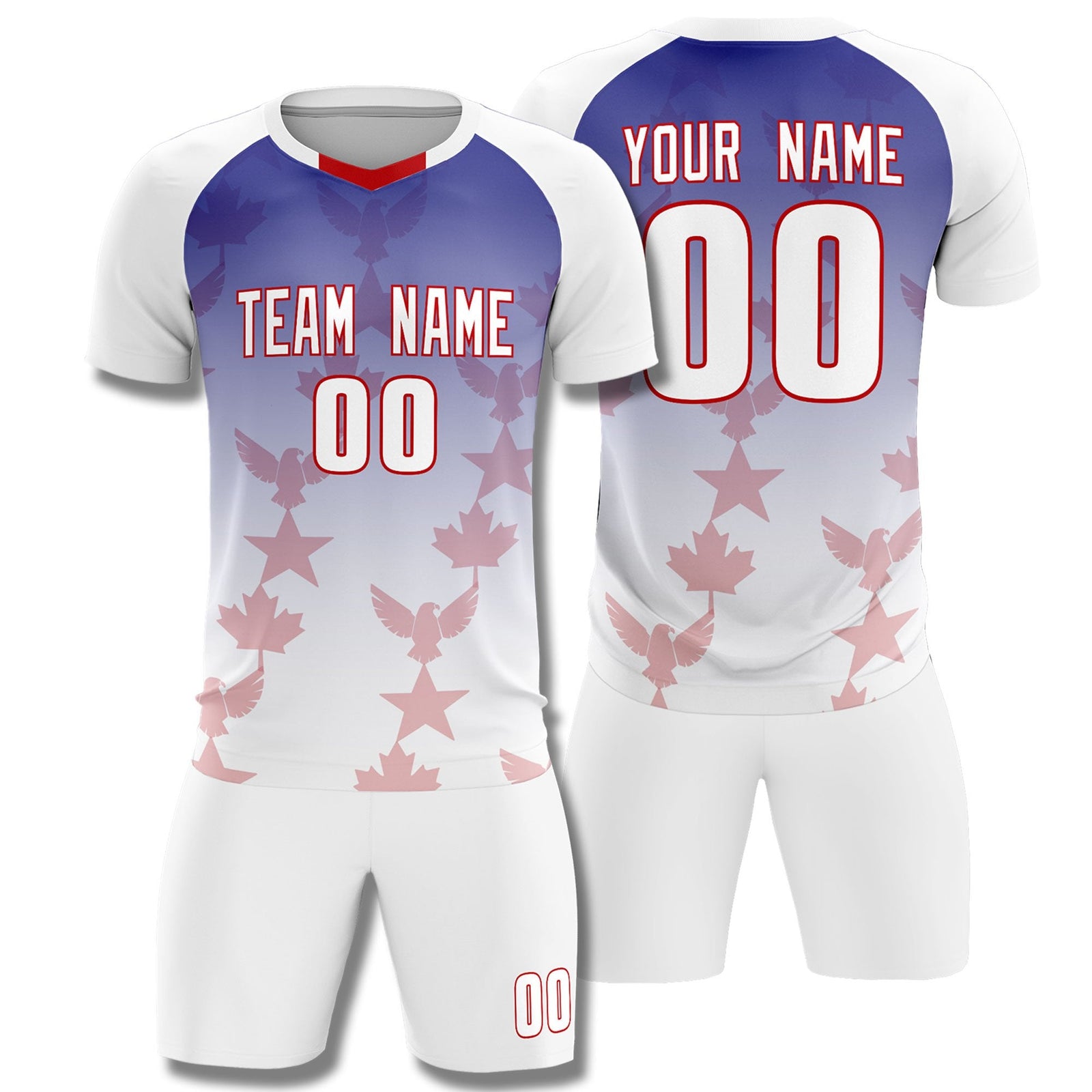 Custom White Royal World Cup Inspired Lightweight&Drapable Training Uniform Gradient Fashion Soccer Sets Jersey