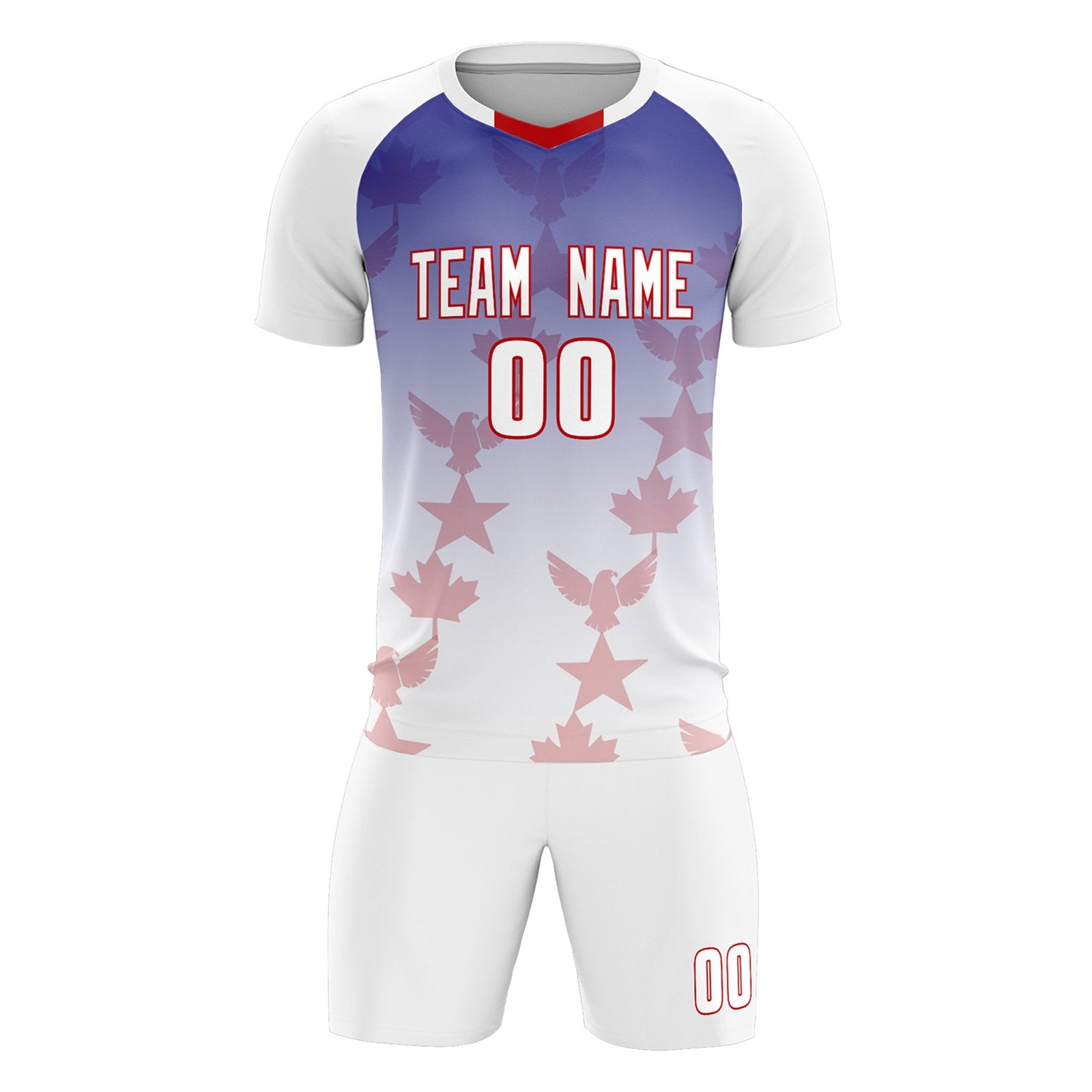 Custom White Royal World Cup Inspired Lightweight&Drapable Training Uniform Gradient Fashion Soccer Sets Jersey