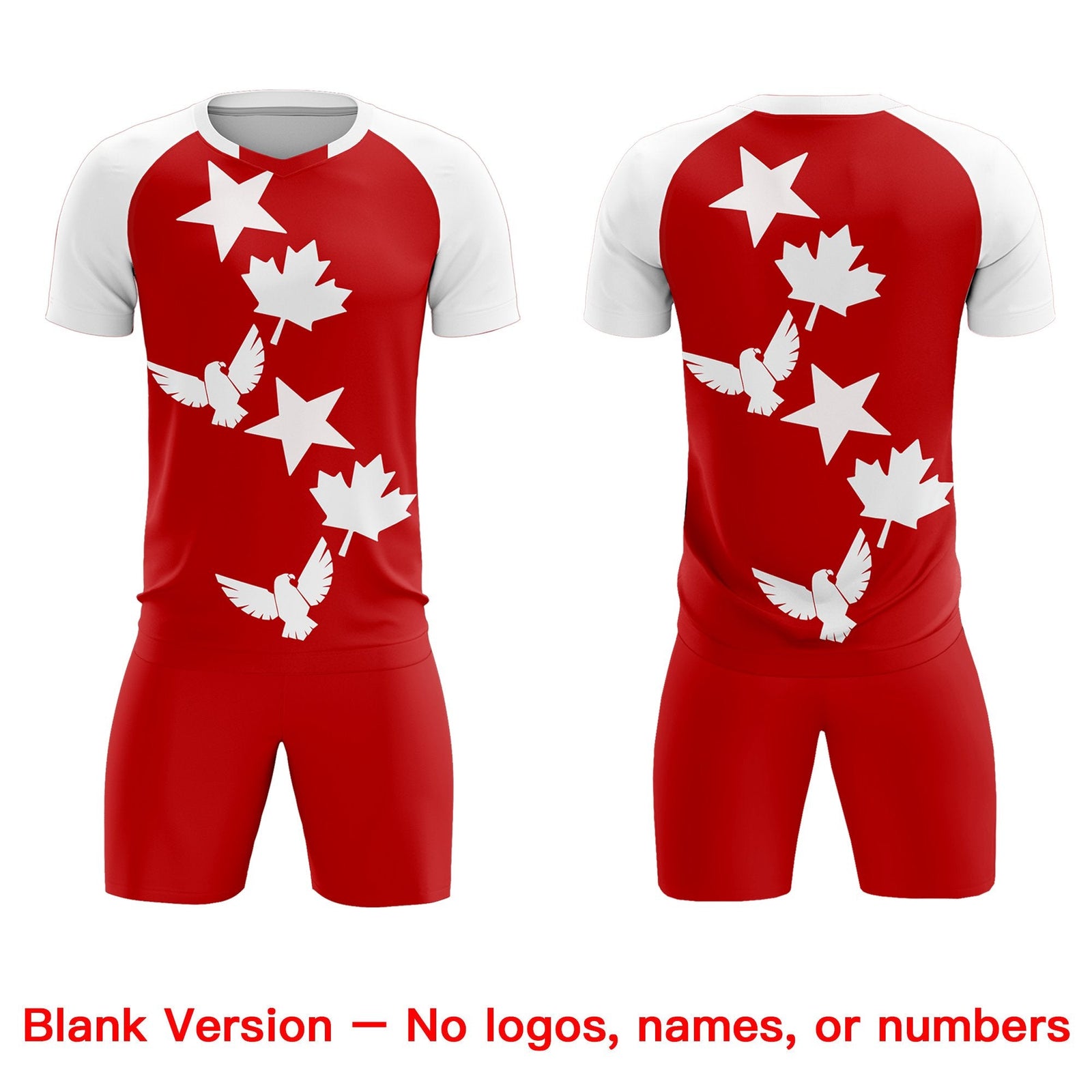 Custom White Red World Cup Inspired Lightweight&Drapable Training Uniform Raglan Sleeve Soccer Sets Jersey