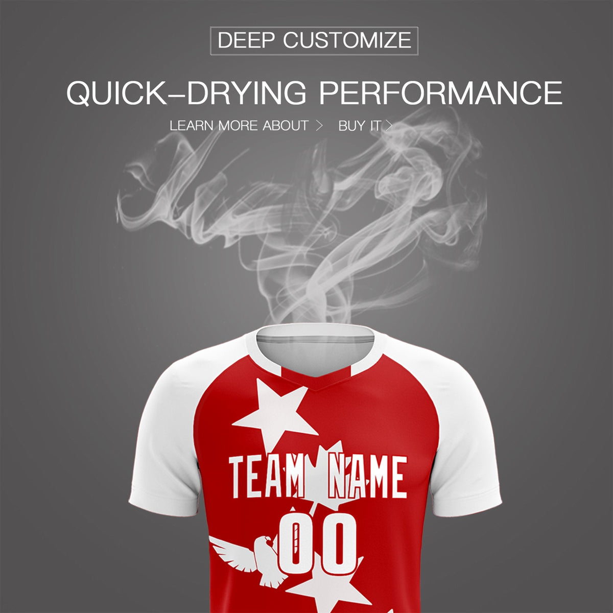 Custom White Red World Cup Inspired Lightweight&amp;Drapable Training Uniform Raglan Sleeve Soccer Sets Jersey