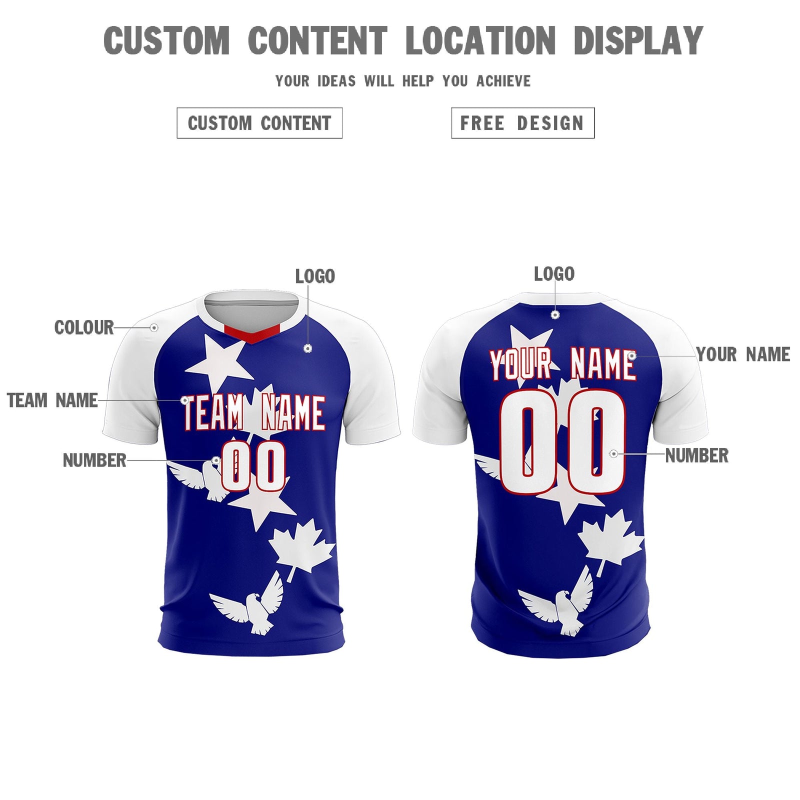 Custom White Royal World Cup Inspired Breathable&Quick-Drying Training Uniform Raglan Sleeve Soccer Sets Jersey