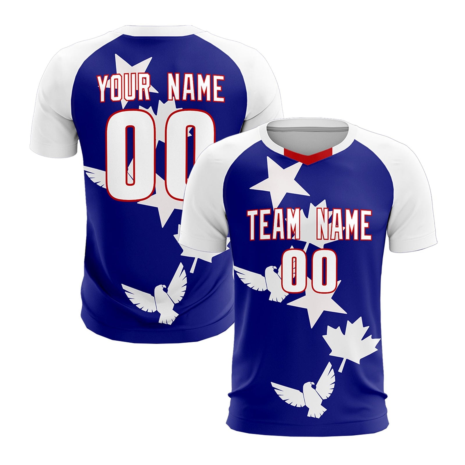 Custom White Royal World Cup Inspired Breathable&Quick-Drying Training Uniform Raglan Sleeve Soccer Sets Jersey