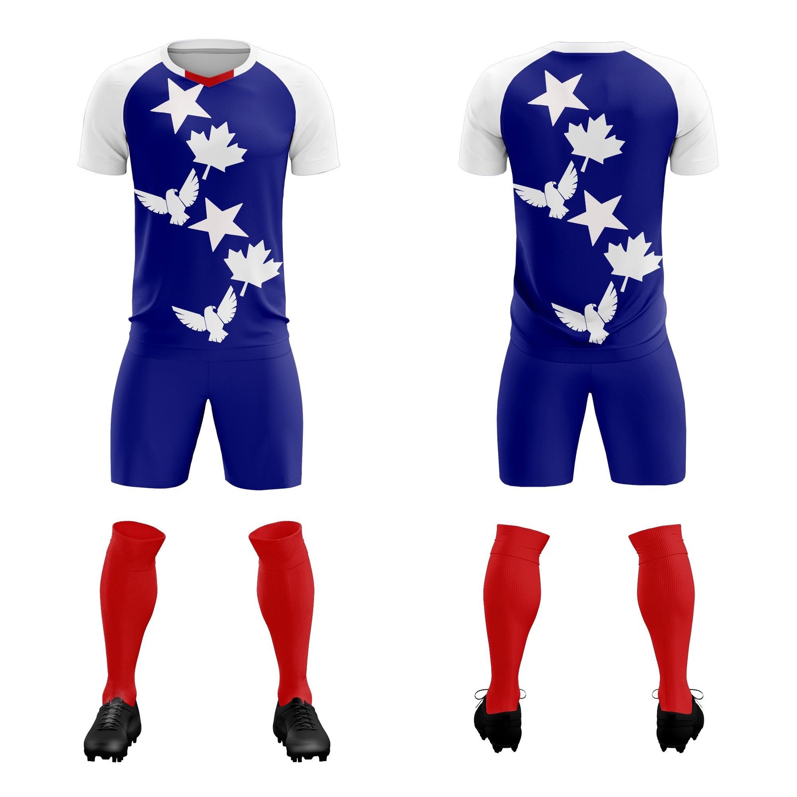 Custom White Royal World Cup Inspired Breathable&Quick-Drying Training Uniform Raglan Sleeve Soccer Sets Jersey