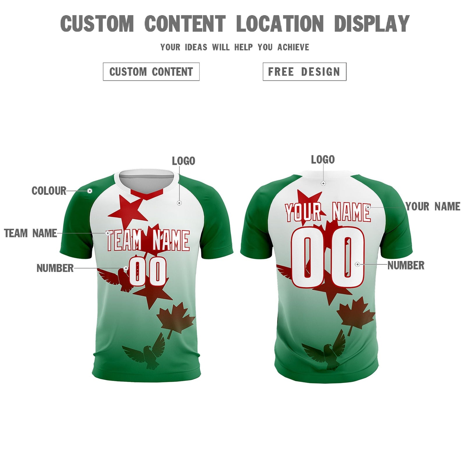 Custom Kelly Green White World Cup Inspired Quick-Drying Training Uniform Gradient Fashion Soccer Sets Jersey
