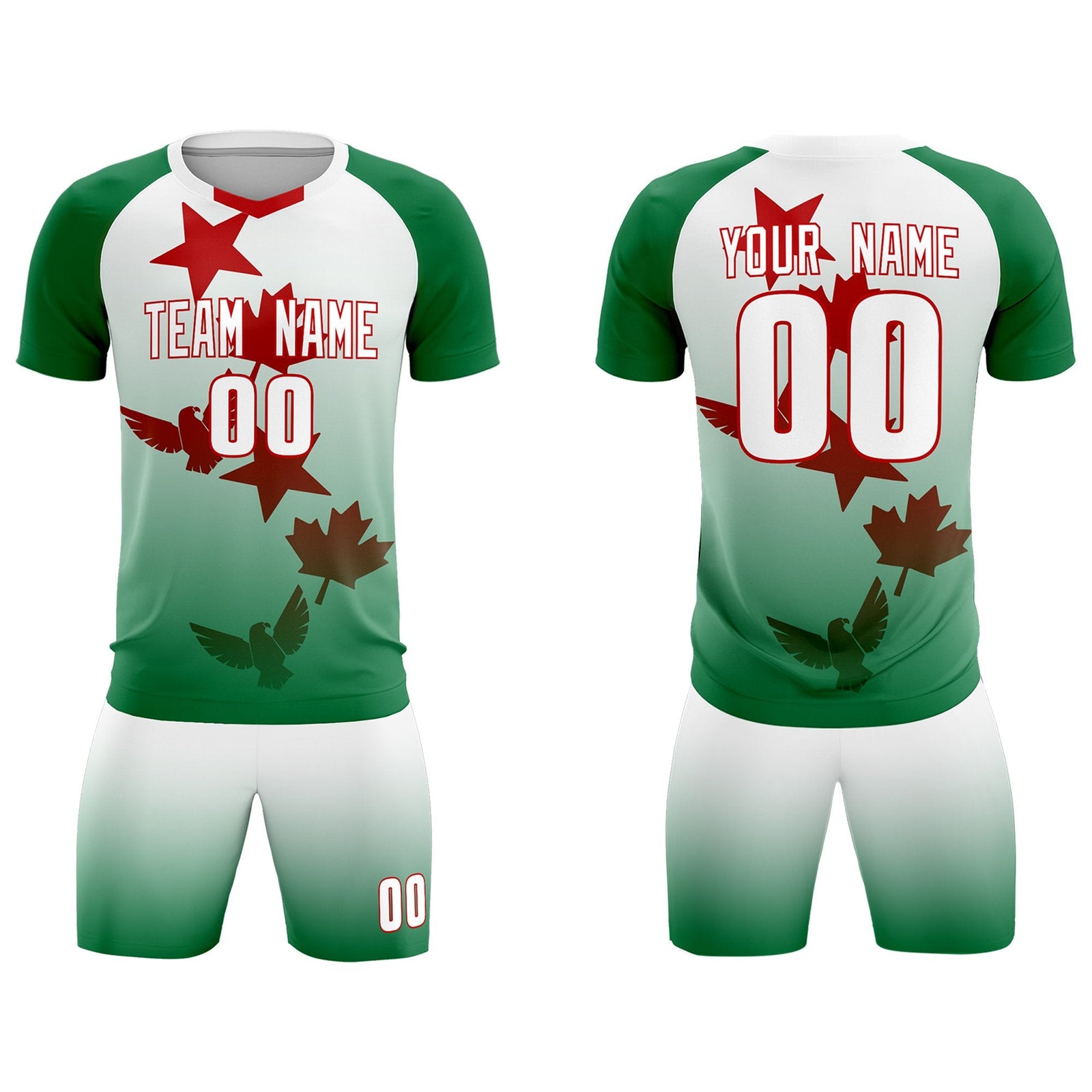 Custom Kelly Green White World Cup Inspired Quick-Drying Training Uniform Gradient Fashion Soccer Sets Jersey