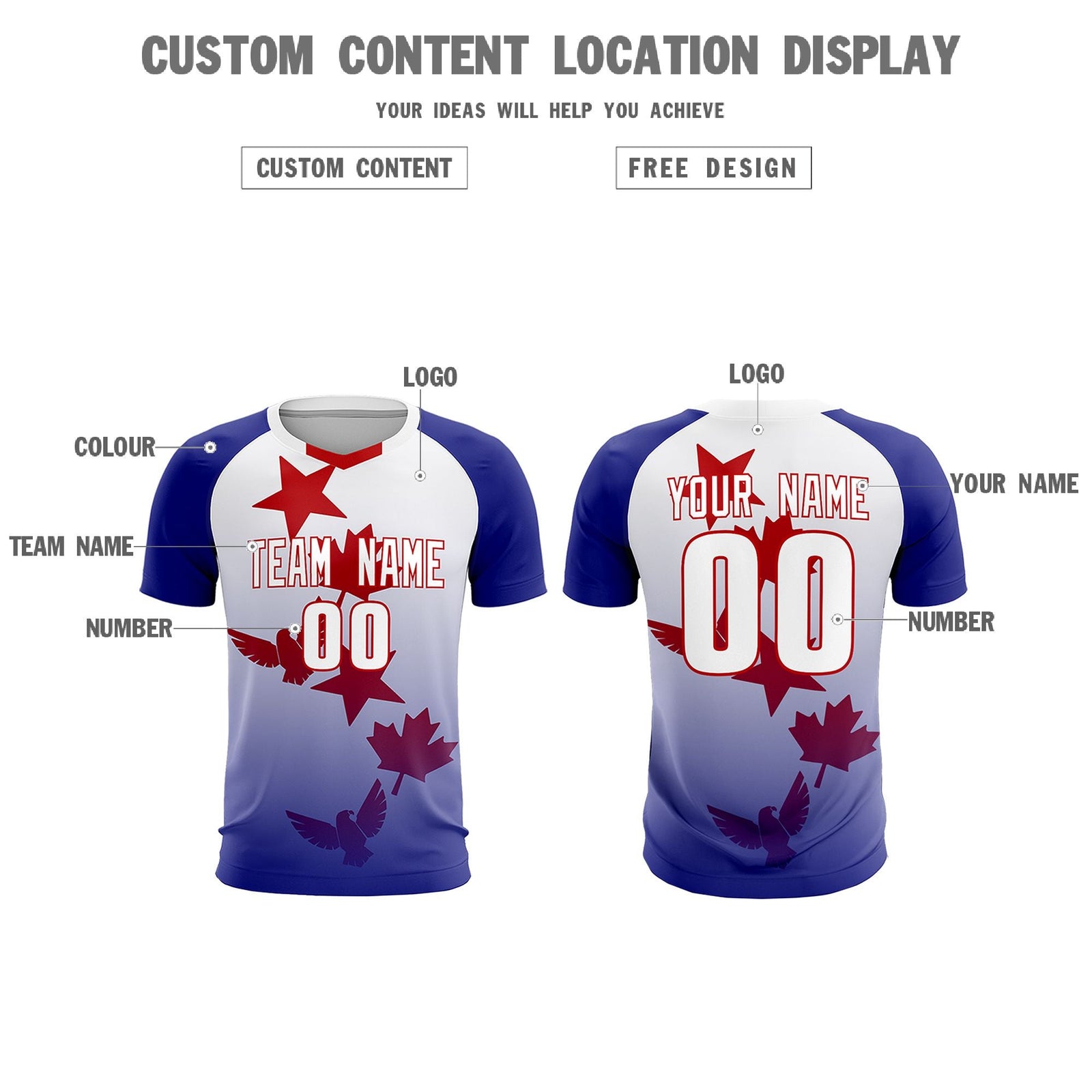Custom Royal White World Cup Inspired Lightweight&Drapable Training Uniform Gradient Fashion Soccer Sets Jersey