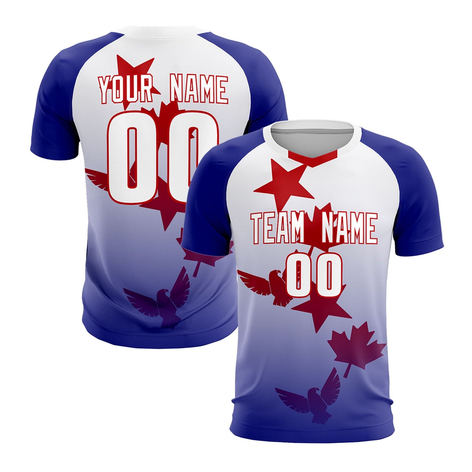 Custom Royal White World Cup Inspired Lightweight&Drapable Training Uniform Gradient Fashion Soccer Sets Jersey