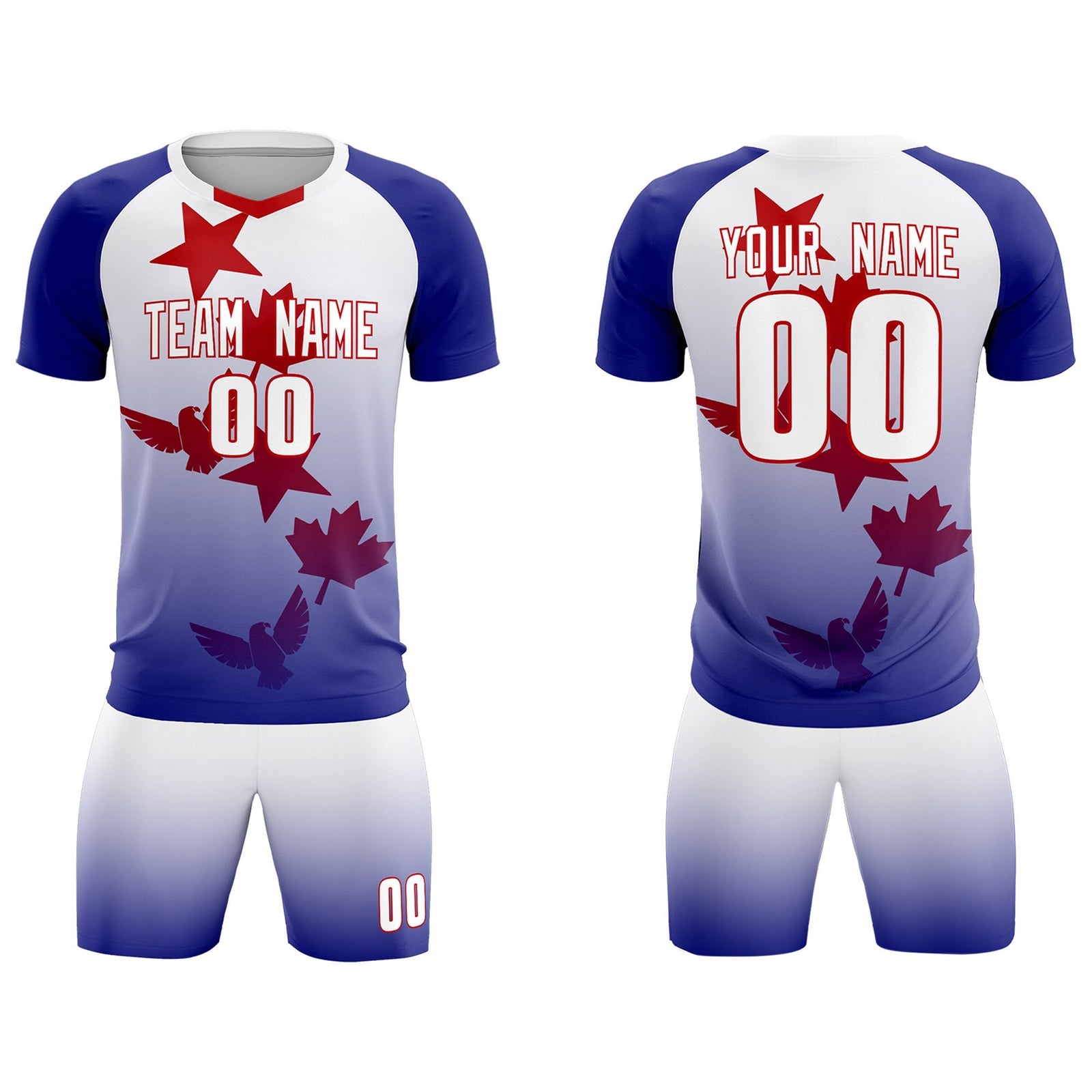 Custom Royal White World Cup Inspired Lightweight&Drapable Training Uniform Gradient Fashion Soccer Sets Jersey