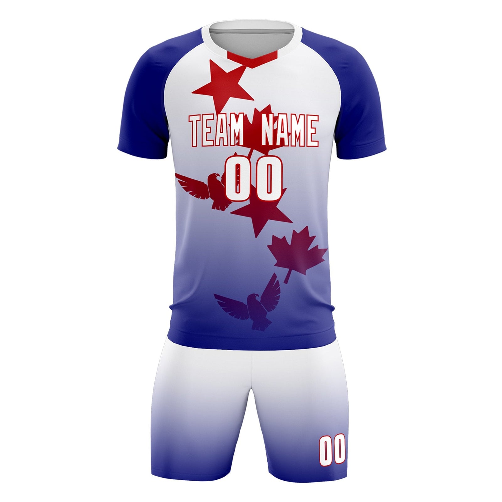 Custom Royal White World Cup Inspired Lightweight&Drapable Training Uniform Gradient Fashion Soccer Sets Jersey