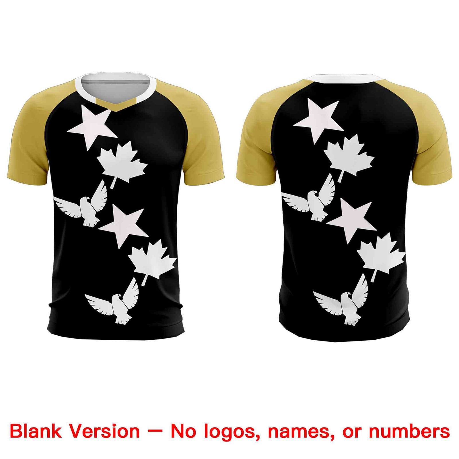 Custom Old Gold Black World Cup Inspired Quick-Drying Training Uniform Raglan Sleeve Soccer Sets Jersey