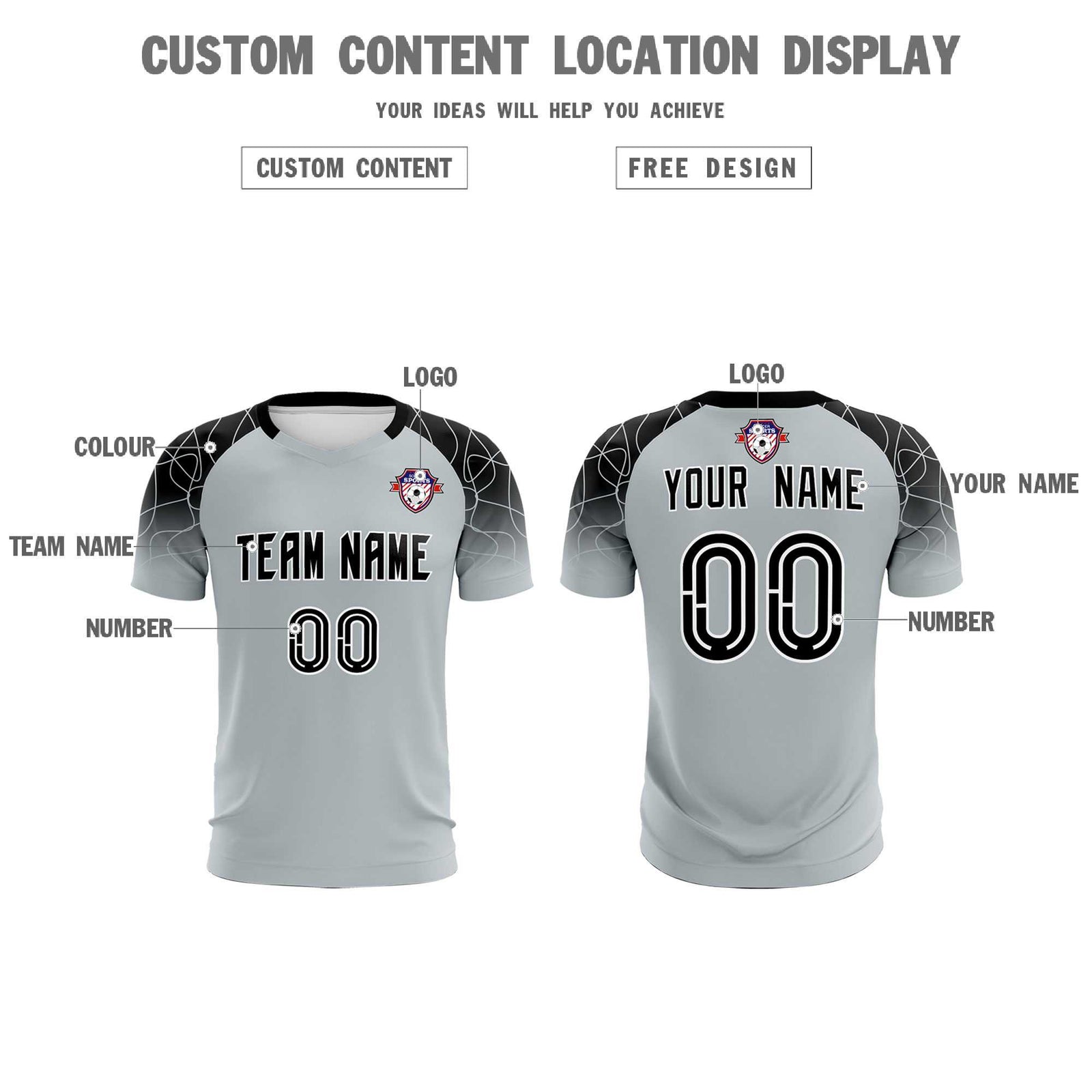 Custom Silver Classic Soccer Training Sets Jersey For Adults/Kids
