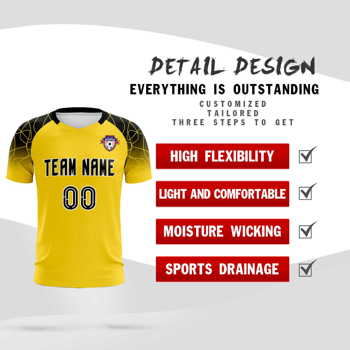 Custom Gold Classic Soccer Training Sets Jersey For Adults/Kids