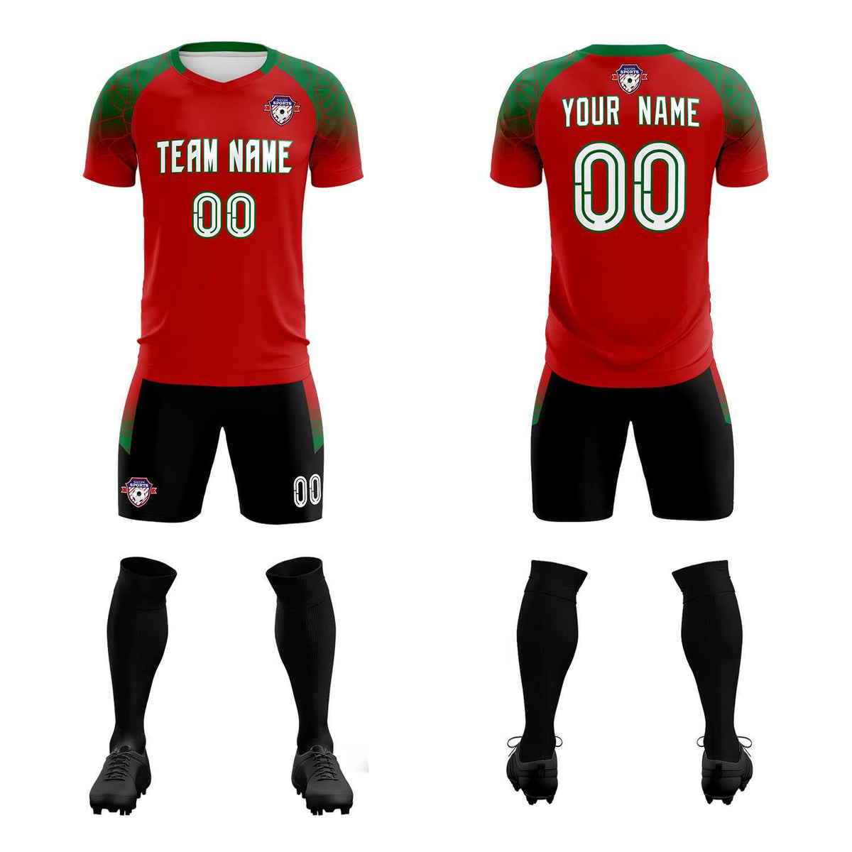 Custom Red Classic Soccer Training Sets Jersey For Adults/Kids