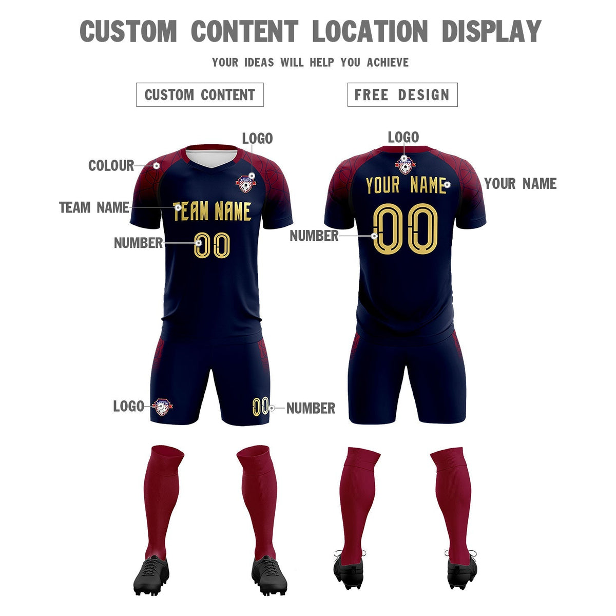 Custom Navy Classic Soccer Training Sets Jersey For Adults/Kids