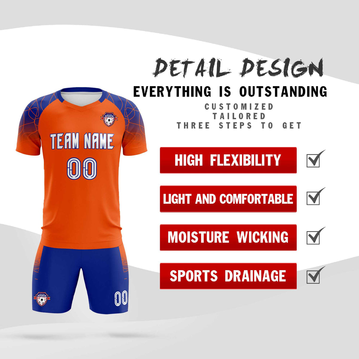 Custom Orange Classic Soccer Training Sets Jersey For Adults/Kids