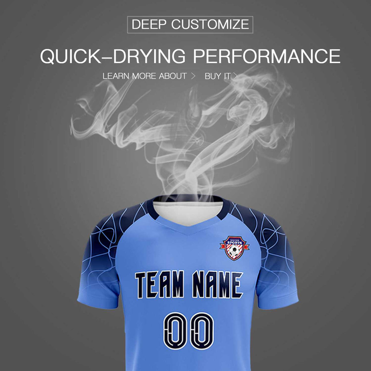 Custom Light Blue Classic Soccer Training Sets Jersey For Adults/Kids