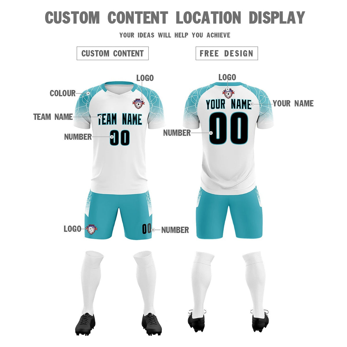 Custom White Classic Soccer Training Sets Jersey For Adults/Kids