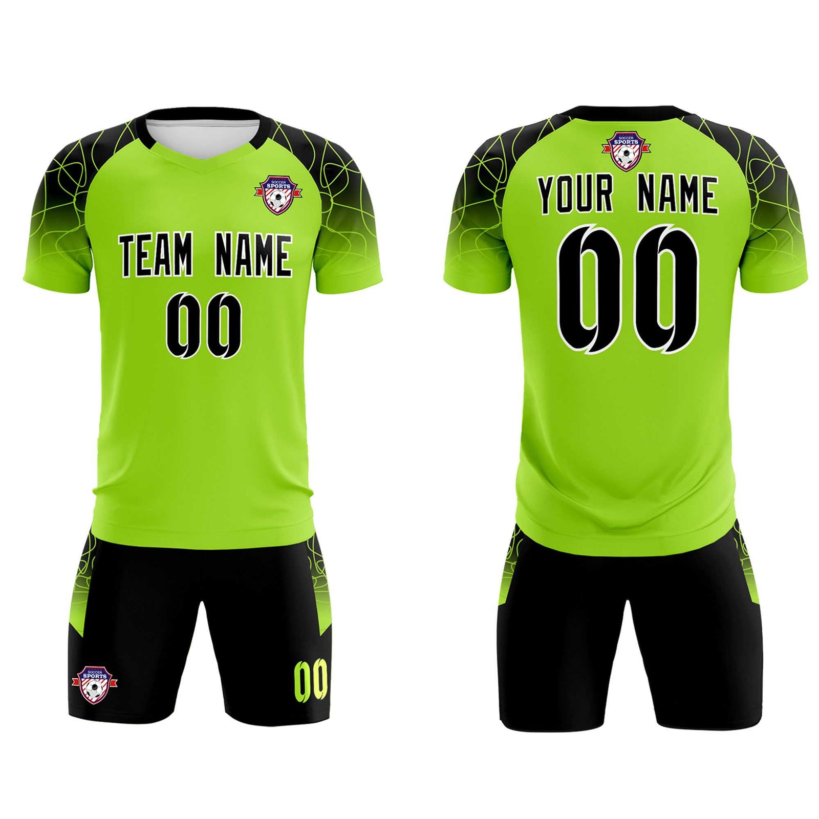 Custom Neon Green Classic Soccer Training Sets Jersey For Adults/Kids