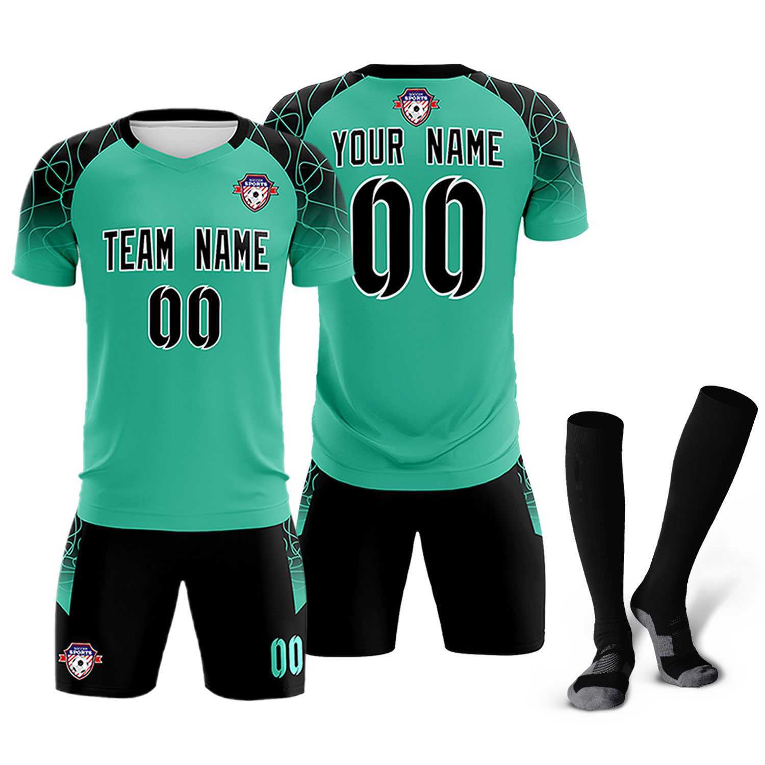 Custom Green Classic Soccer Training Sets Jersey For Adults/Kids