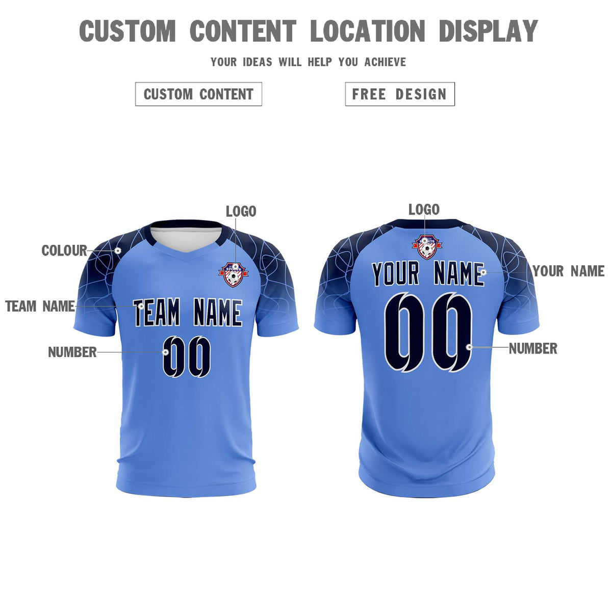 Custom Light Blue Classic Soccer Training Sets Jersey For Adults/Kids