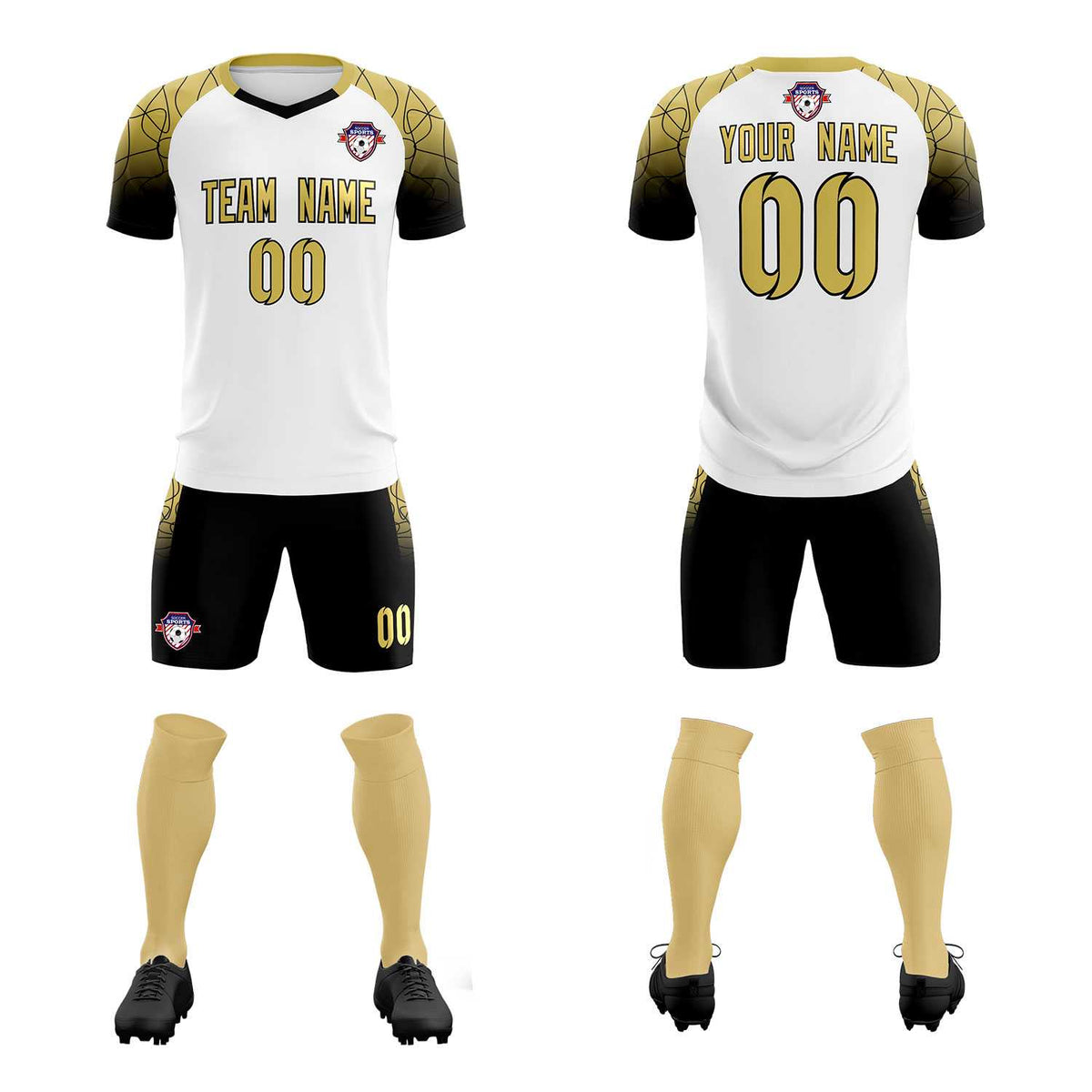Custom White Classic Soccer Training Sets Jersey For Adults/Kids