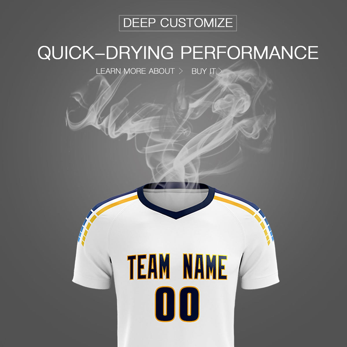 Custom White Raglan Shoulder Striped Soccer Tops/Sets Jersey