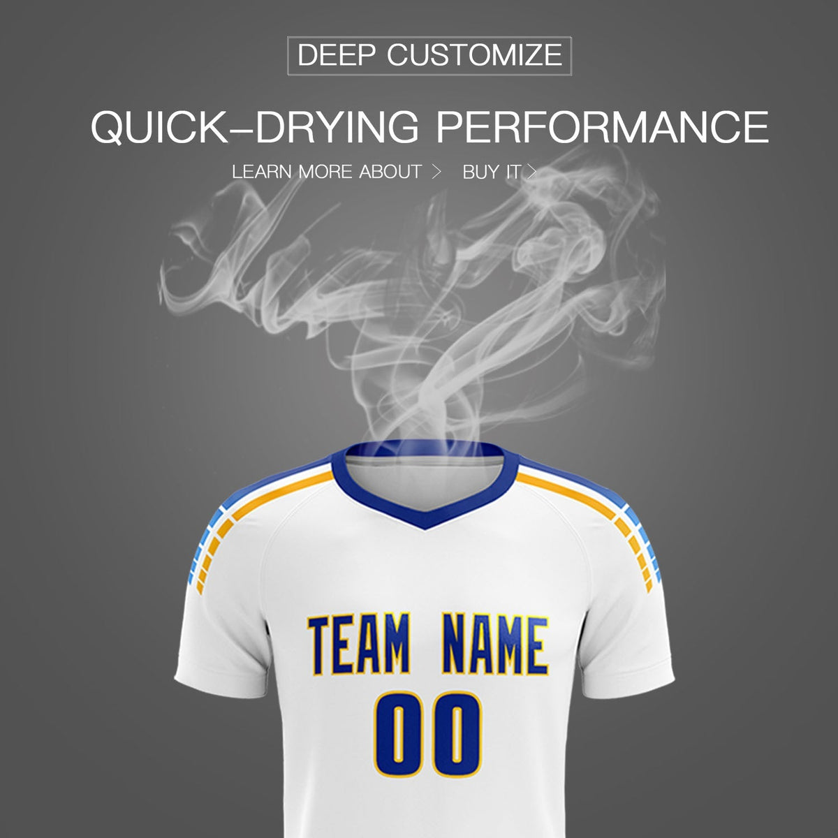 Custom White Raglan Shoulder Striped Soccer Tops/Sets Jersey