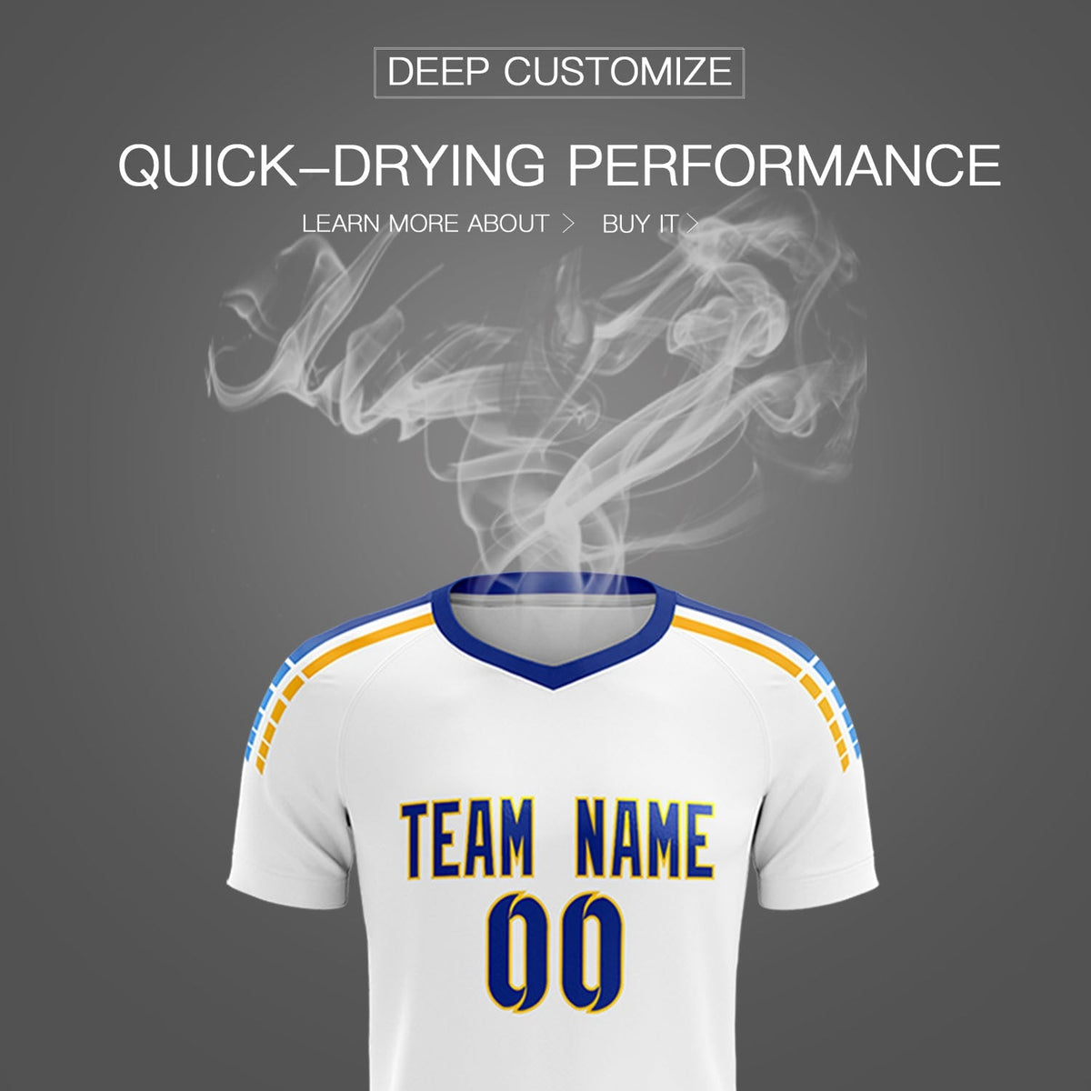 Custom White Raglan Shoulder Striped Soccer Tops/Sets Jersey