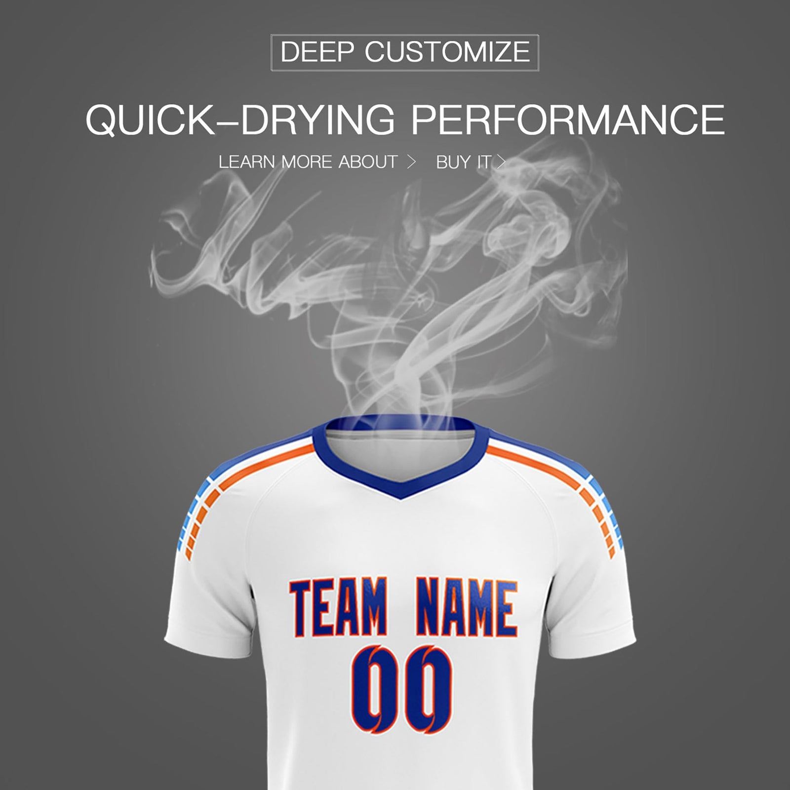 Custom White Raglan Shoulder Striped Soccer Tops/Sets Jersey