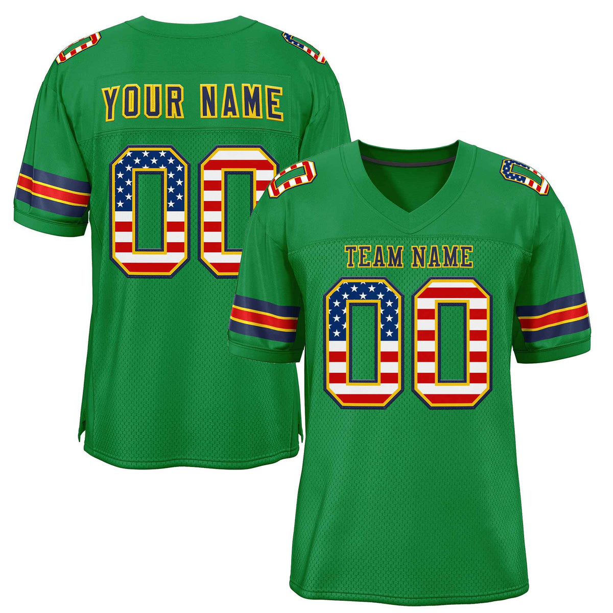 Custom Kelly Green Navy-Gold Classic Style Authentic Football Jersey