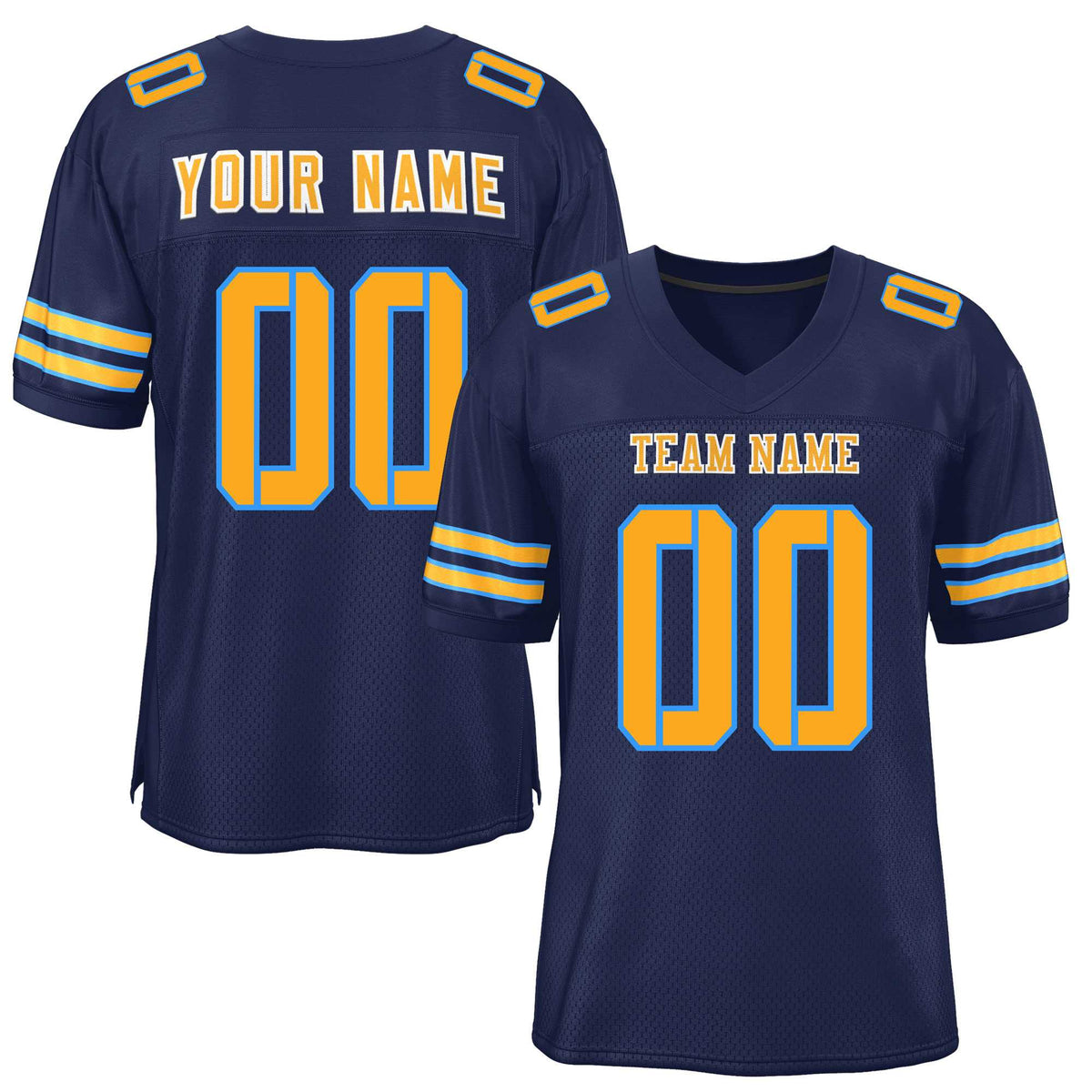 Custom Navy Yellow Classic Style Mesh Authentic Football Jersey