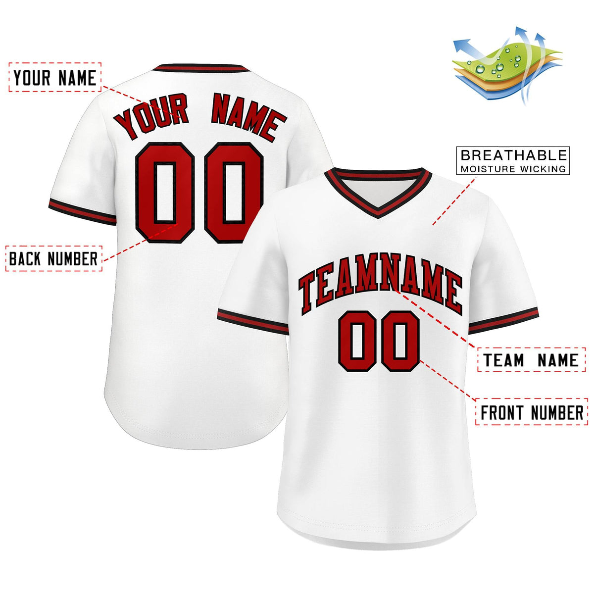 Custom White Black Classic Style Outdoor Authentic Pullover Baseball Jersey