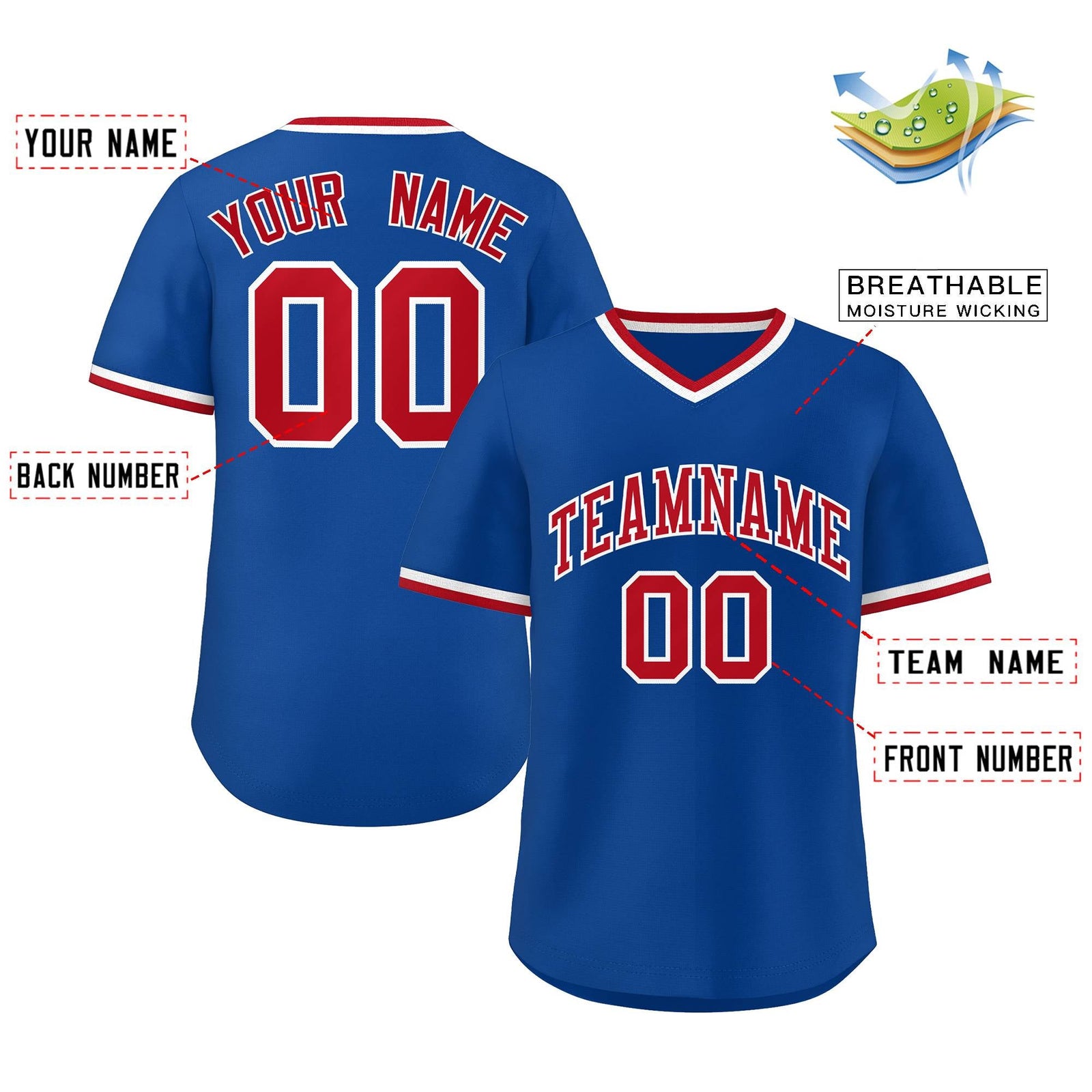 Custom Royal Red-White Orange Classic Style Outdoor Authentic Pullover Baseball Jersey